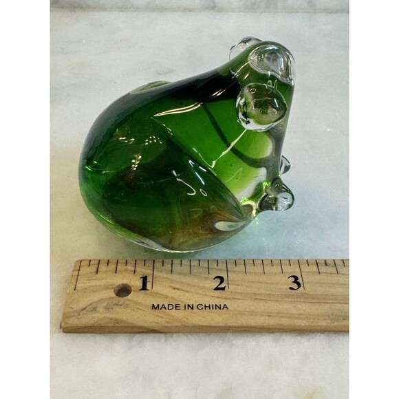Murano Style Frog And Turtle Paperweight Set Green Hand Blown Art Glass - Picture 7 of 14
